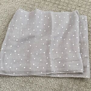 Metallic silver polka dot grey infinity scarf